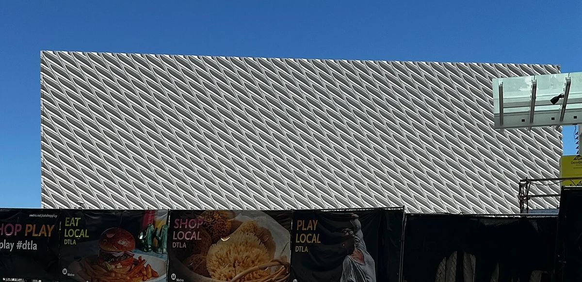White patterned facade of The Broad museum in Los Angeles